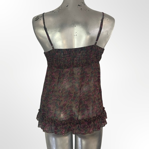 Express Sheer Floral Button-Front Camisole Purple/Black in S - Picture 2 of 4